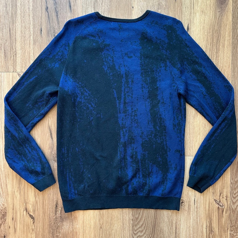 Calvin Klein Mens Abstract Brushstroke Crewneck Sweater Blue Black Size M - Picture 8 of 8
